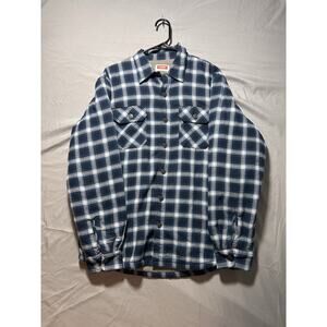 Wrangler Blue Sherpa Fleece Lined Button Up Shirt Jacket Men's Size Medium